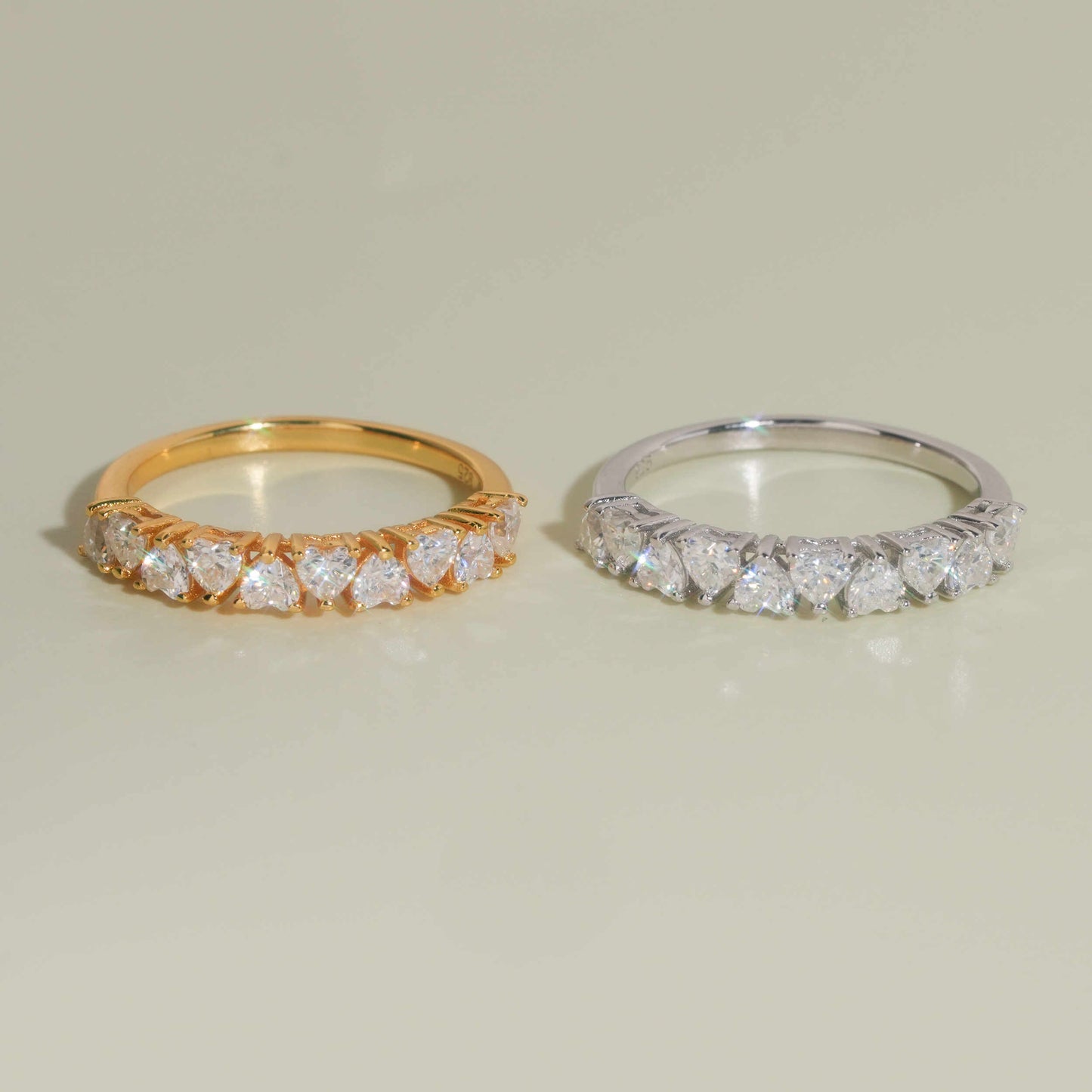Moissanite Hearts Ring 14K Gold
