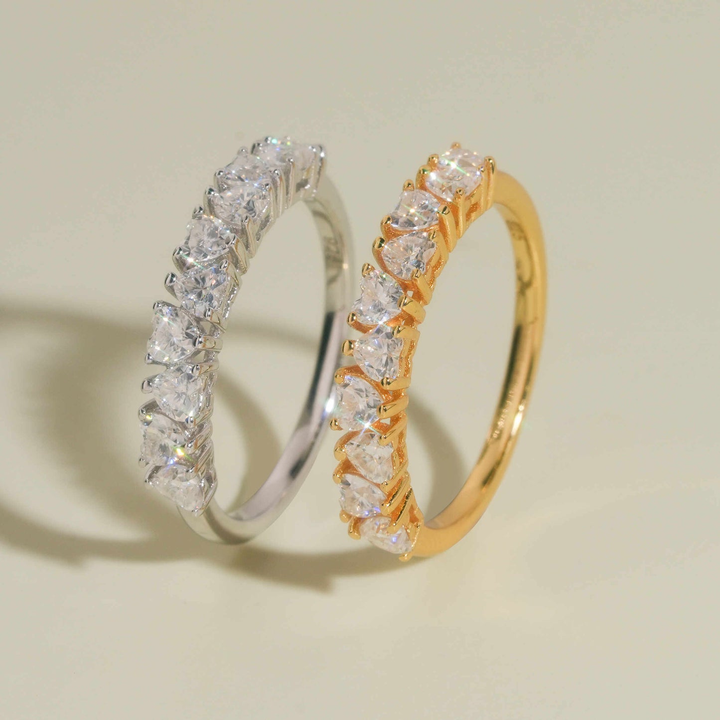 Moissanite Hearts Ring 14K Gold