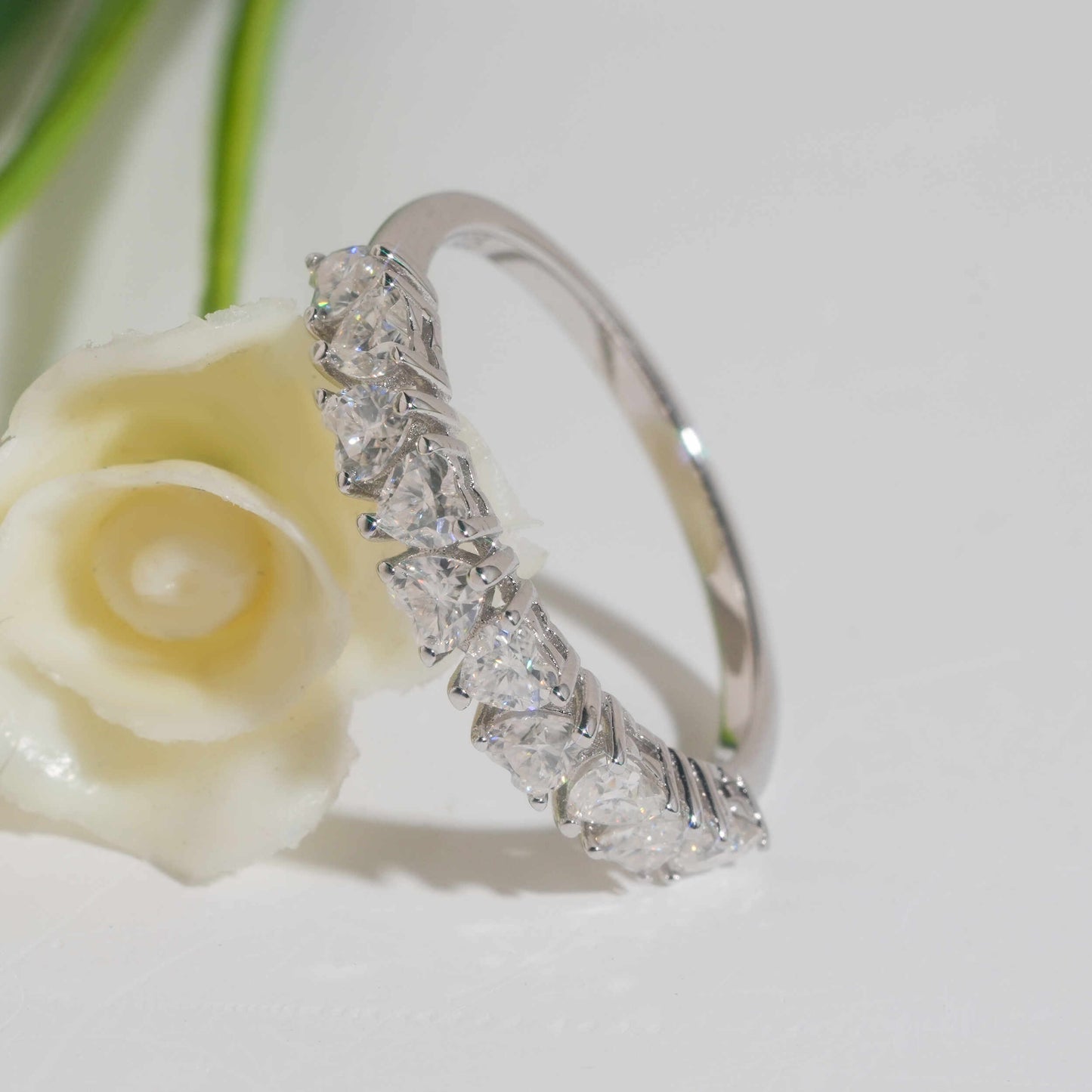 Moissanite Hearts Ring 14K Gold