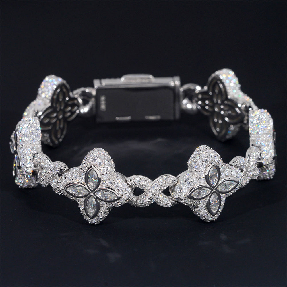 Moissanite Flower Bracelet 14K Gold