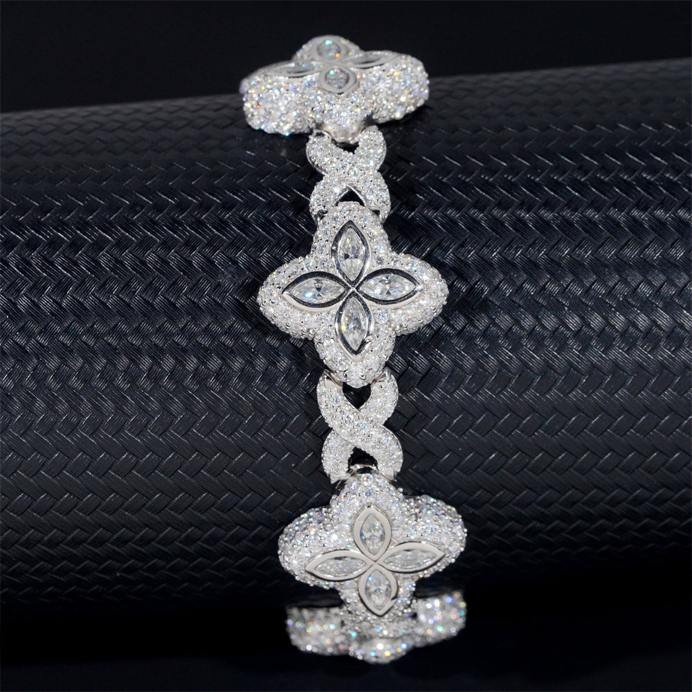 Moissanite Flower Bracelet 14K Gold