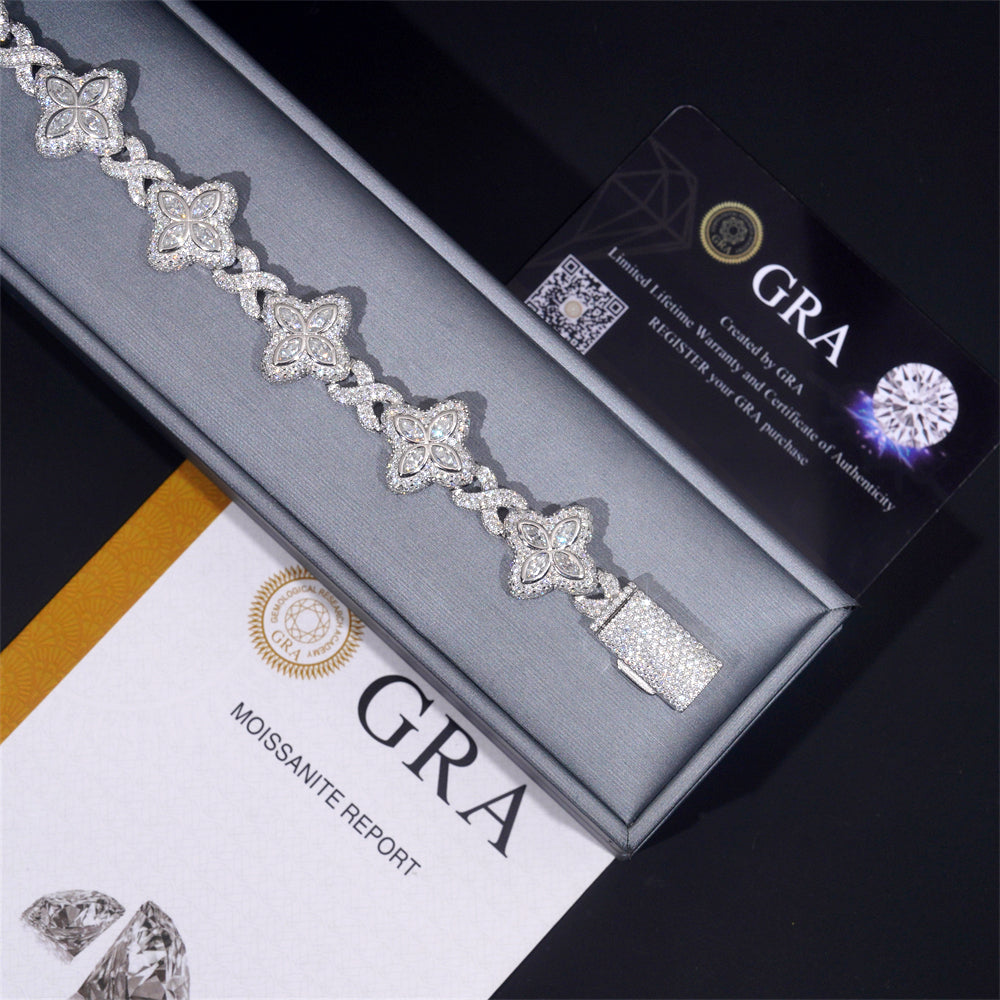 Moissanite Flower Bracelet 14K Gold