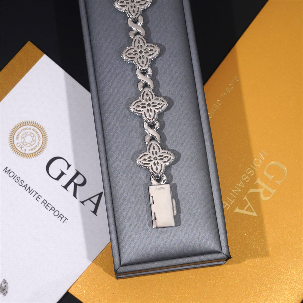 Moissanite Flower Bracelet 14K Gold