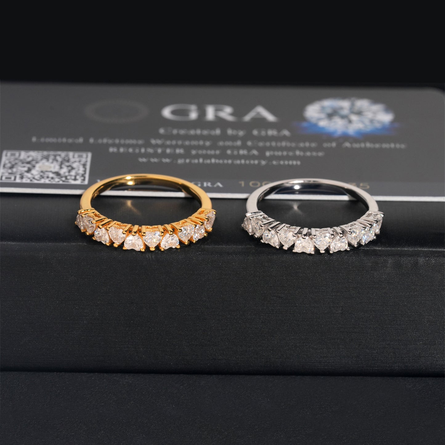 Moissanite Hearts Ring 14K Gold