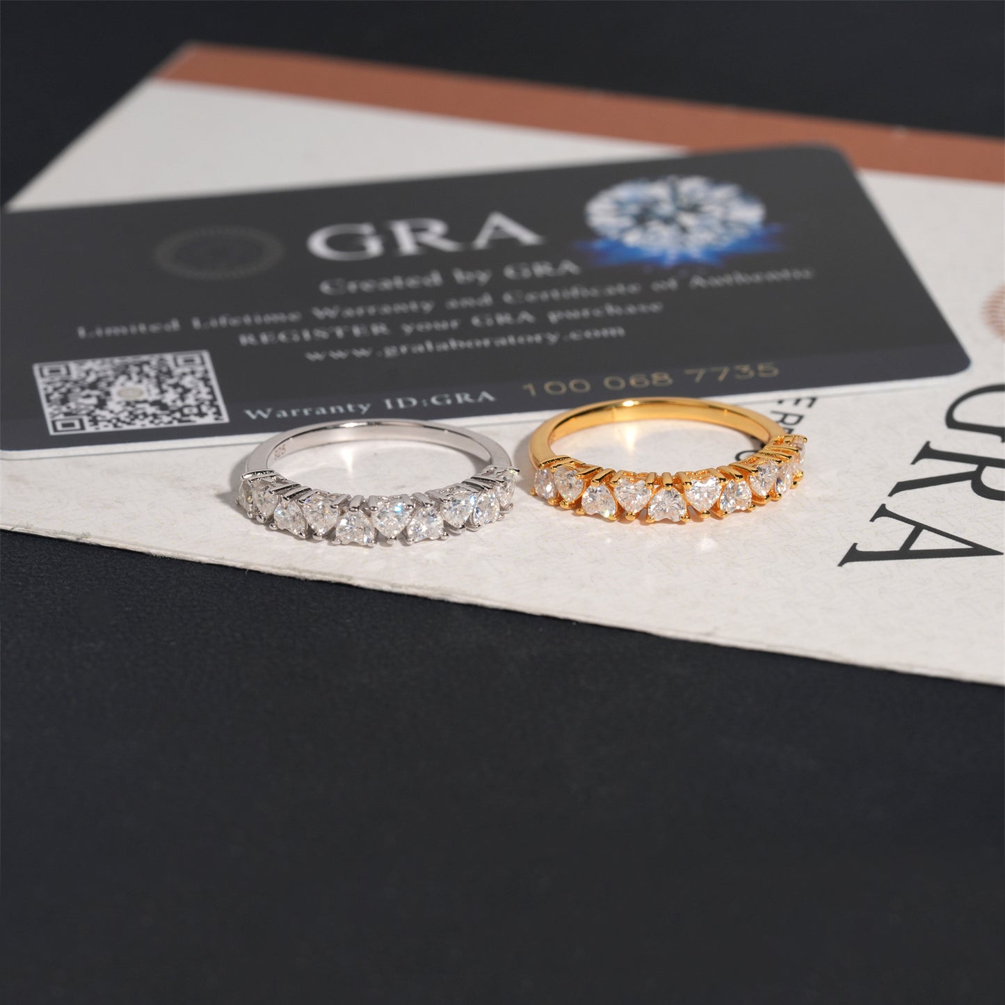 Moissanite Hearts Ring 14K Gold