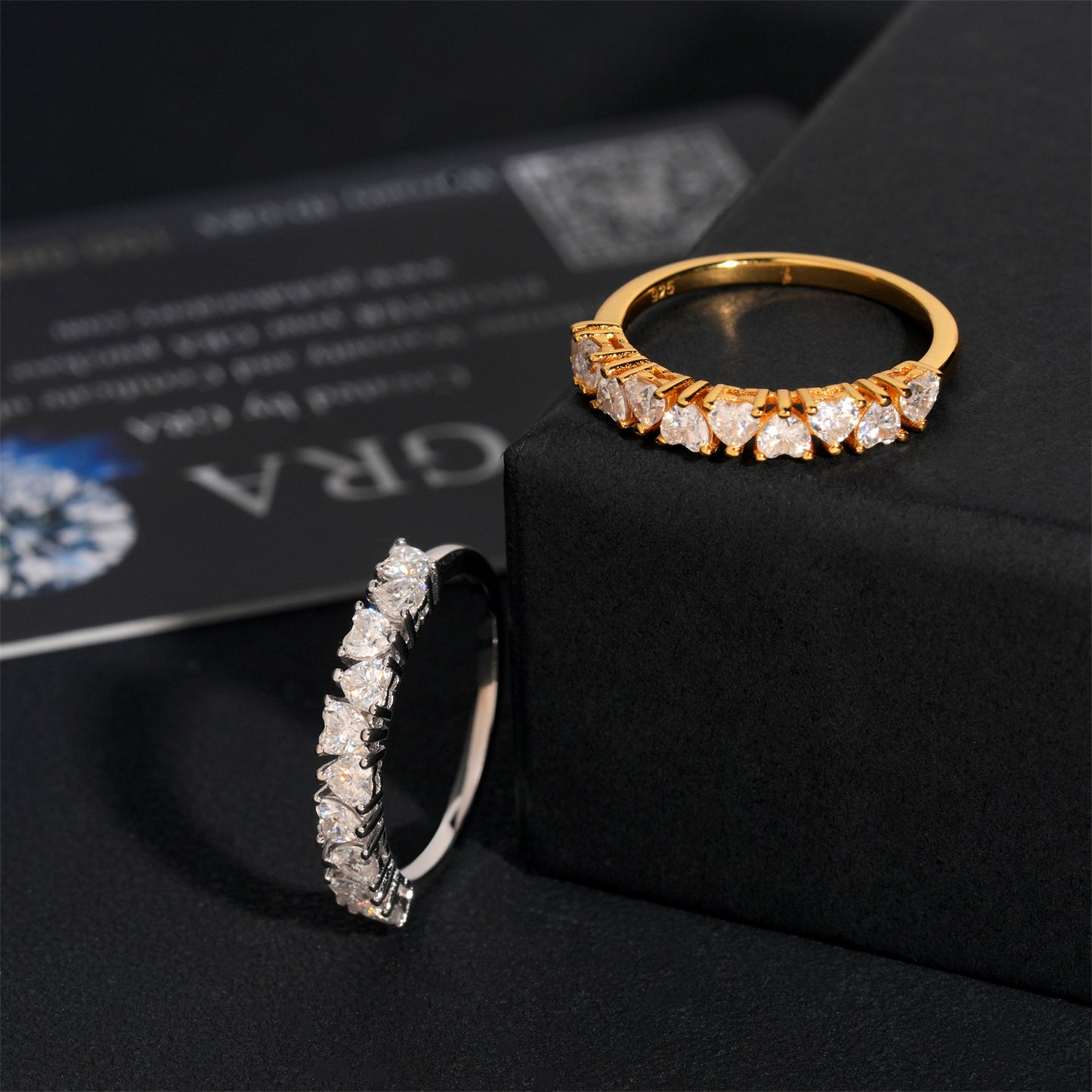 Moissanite Hearts Ring 14K Gold