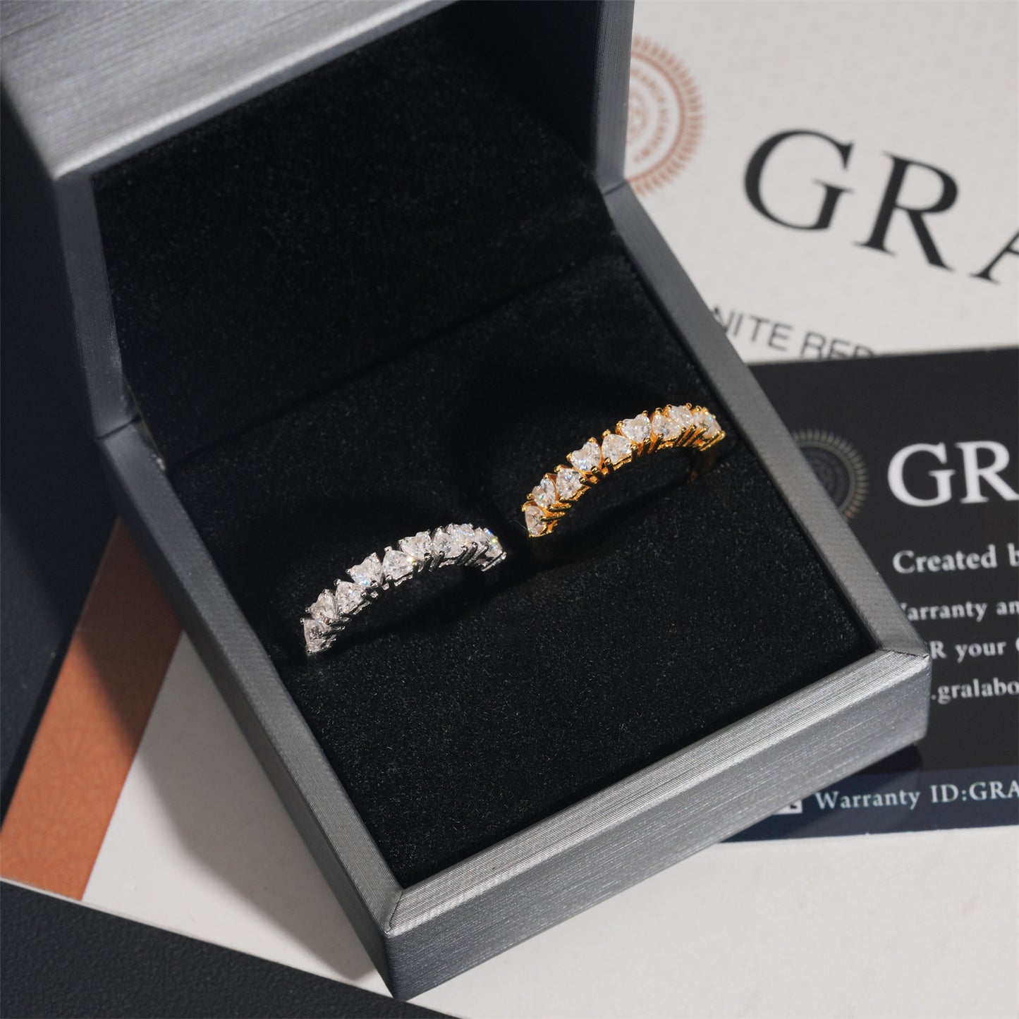 Moissanite Hearts Ring 14K Gold