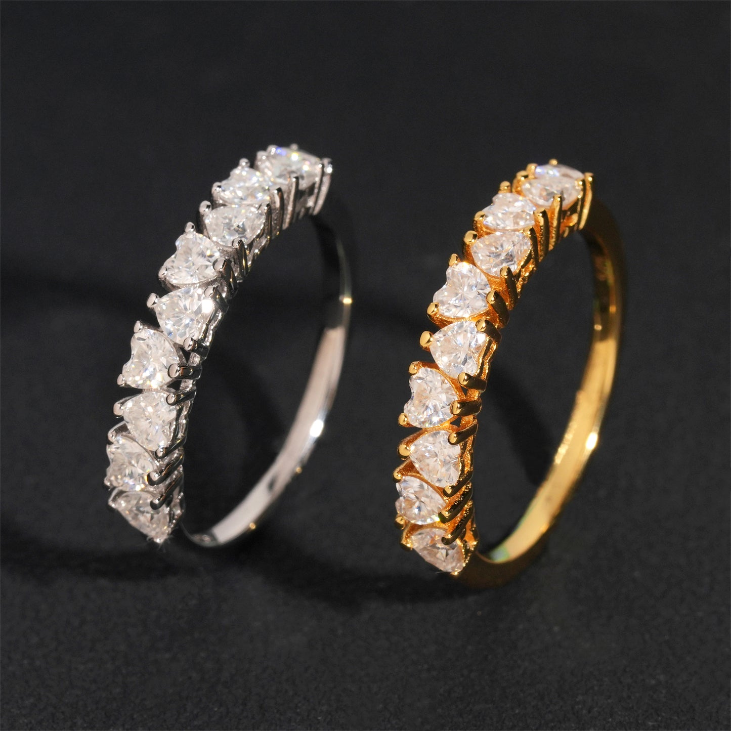 Moissanite Hearts Ring 14K Gold