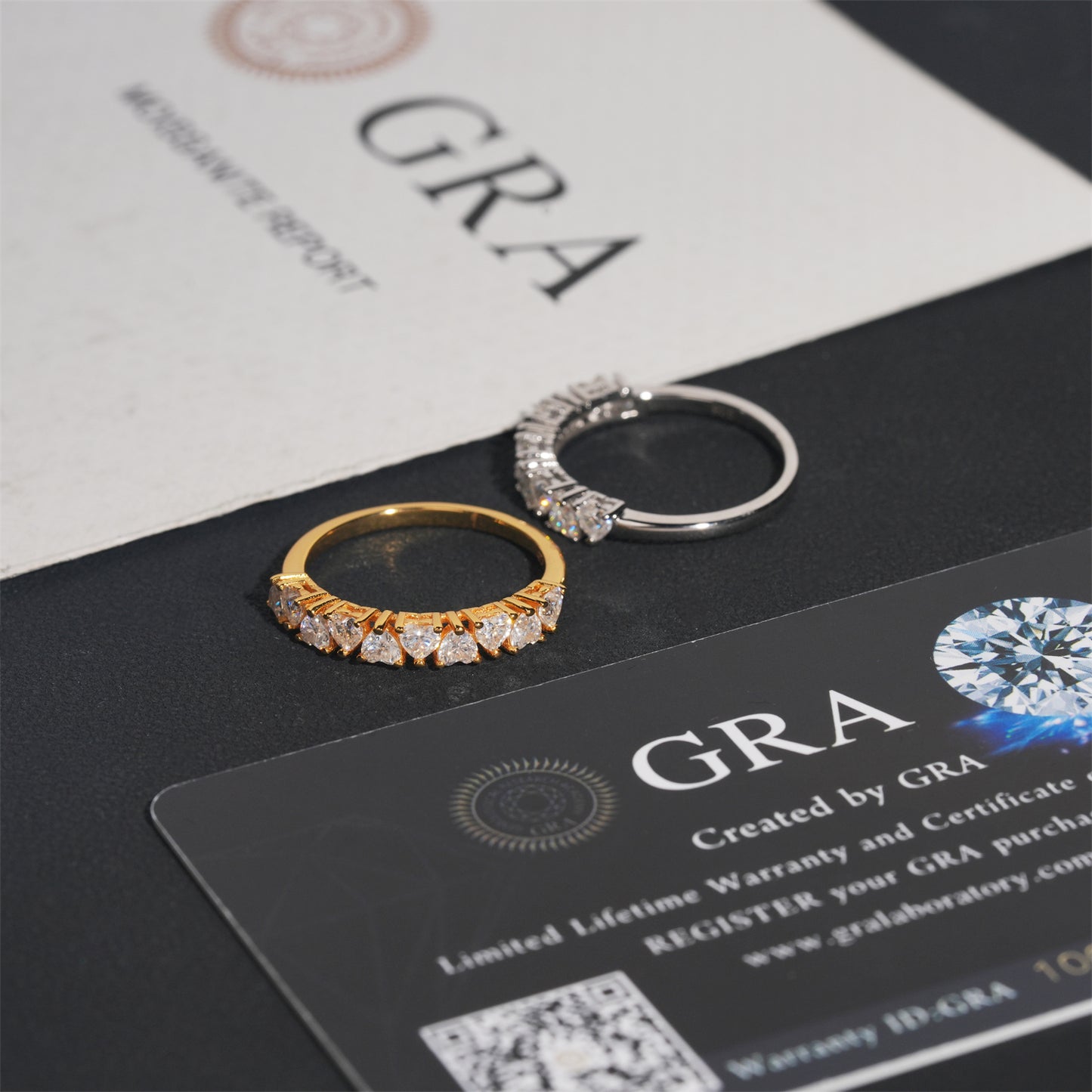 Moissanite Hearts Ring 14K Gold