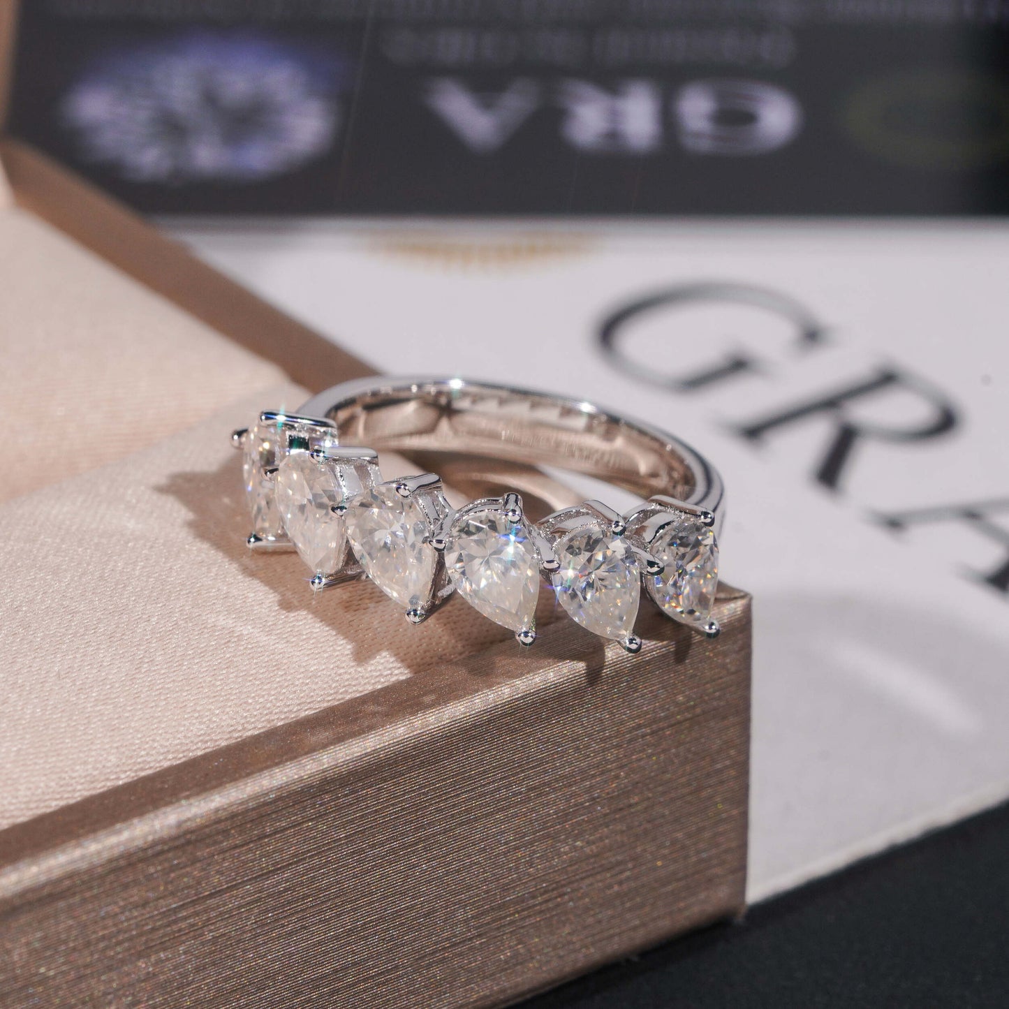Moissanite Peardrop Ring 14K Gold