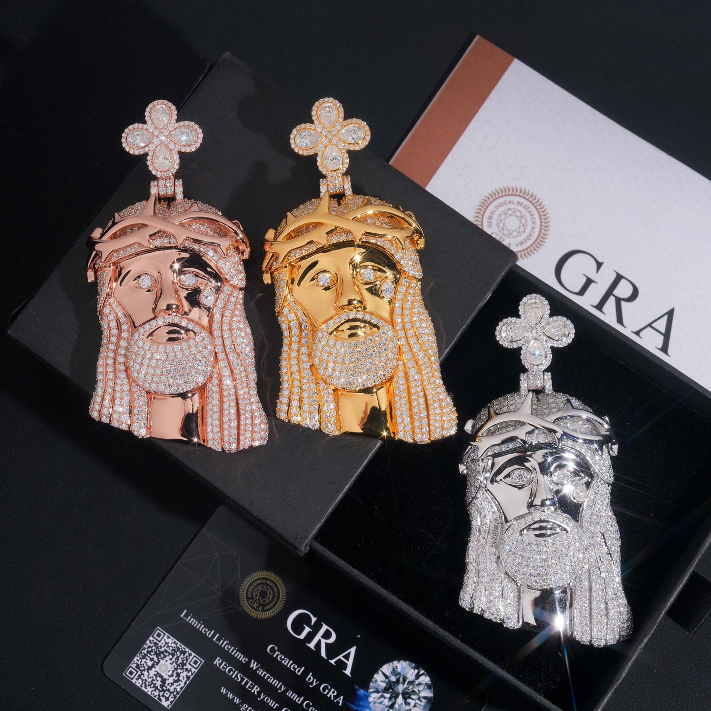 Moissanite Jesus Face Pendant 14K Gold