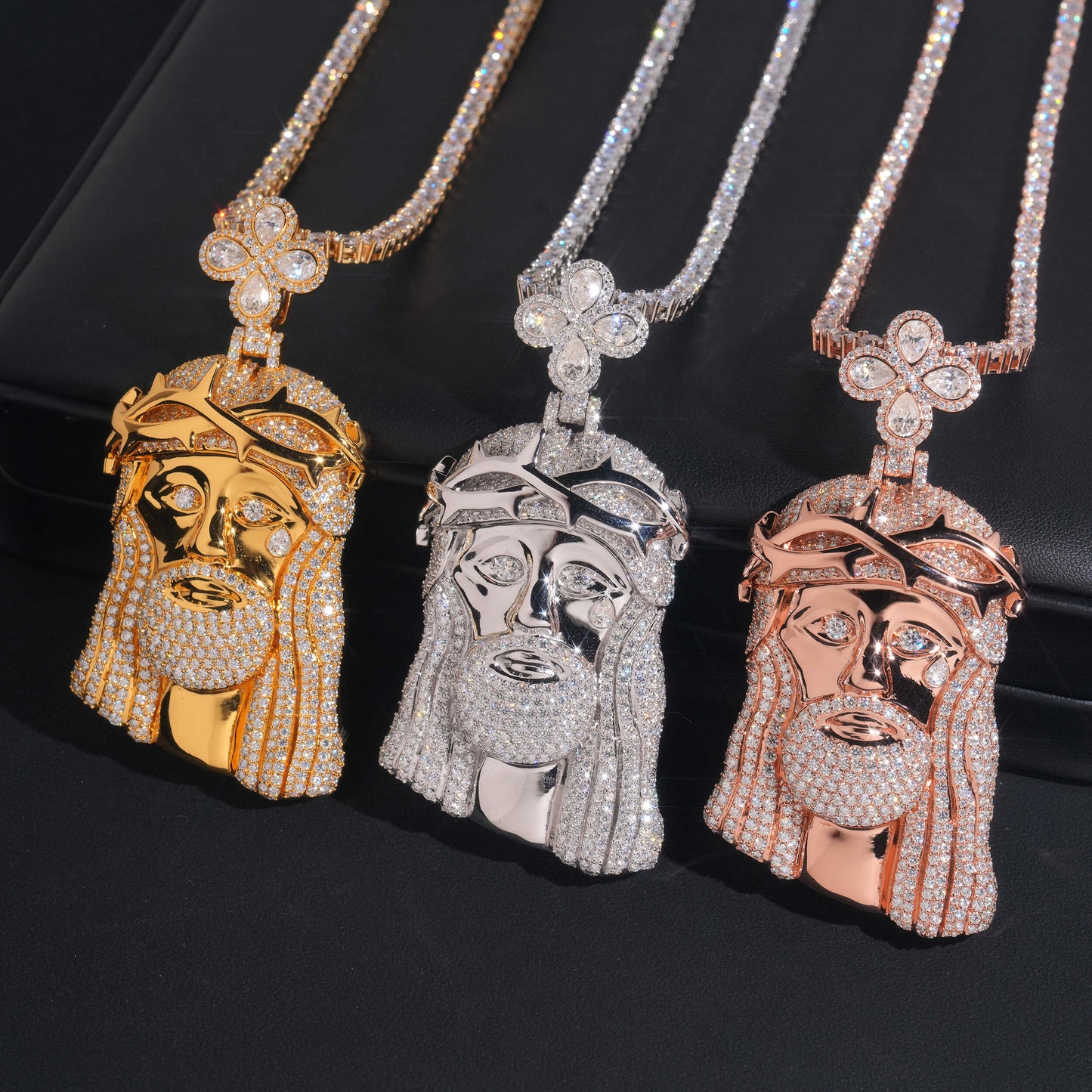 Moissanite Jesus Face Pendant 14K Gold