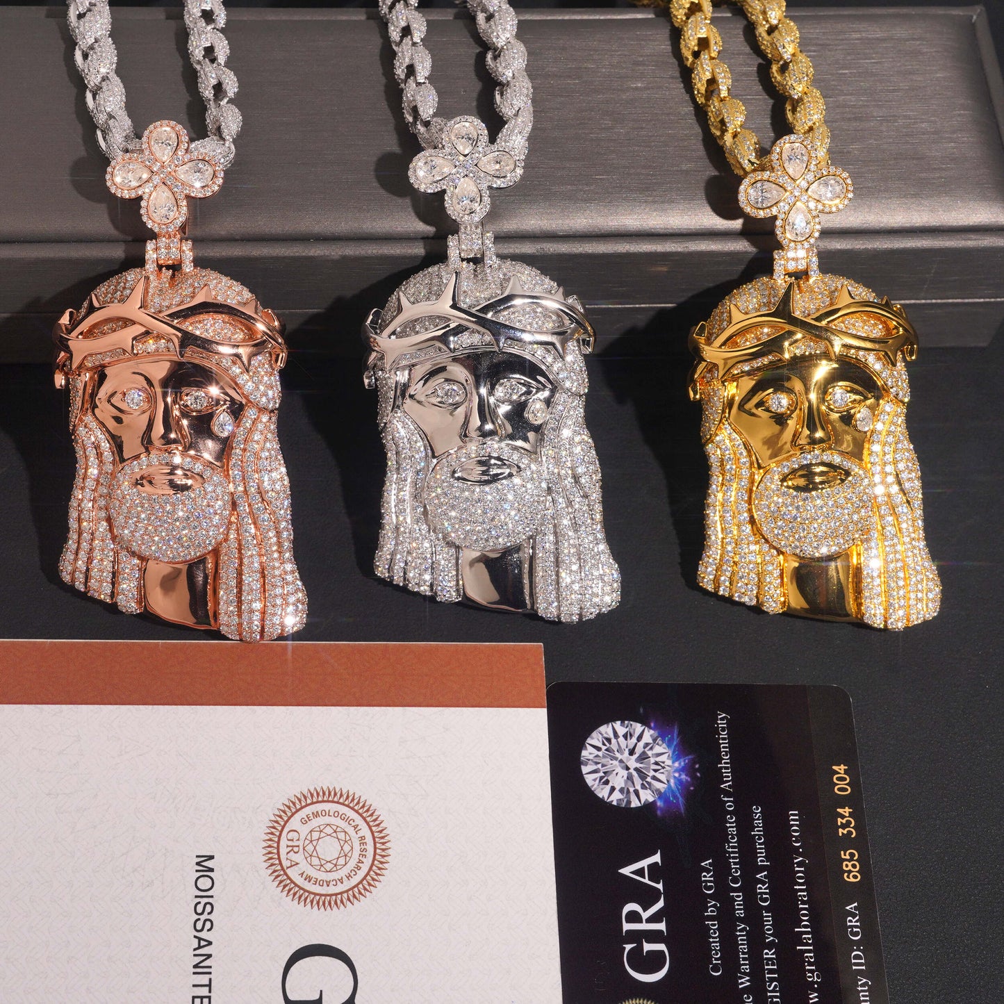 Moissanite Jesus Face Pendant 14K Gold