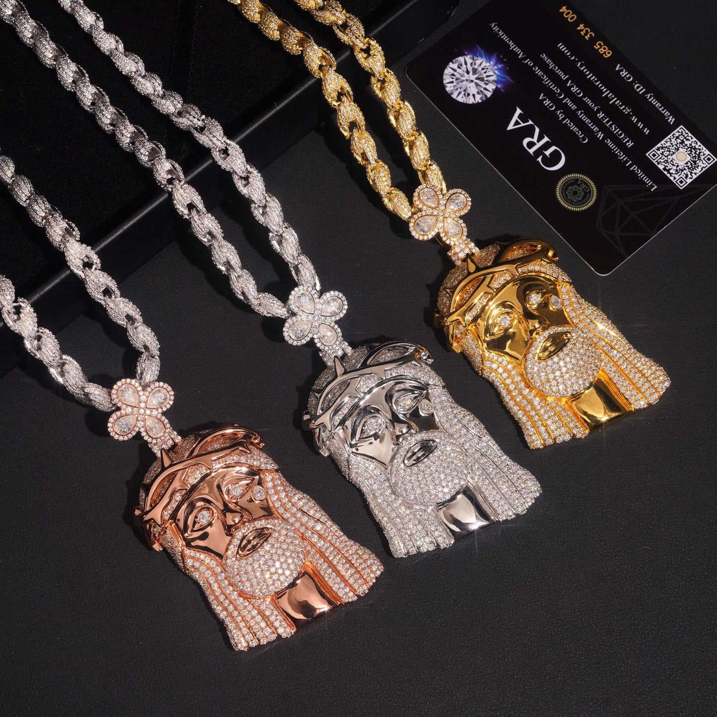 Moissanite Jesus Face Pendant 14K Gold