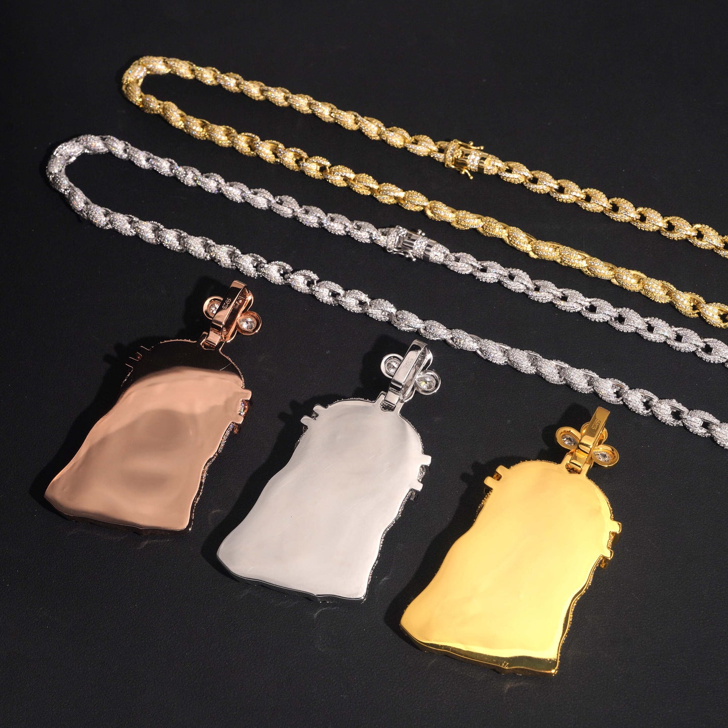 Moissanite Jesus Face Pendant 14K Gold