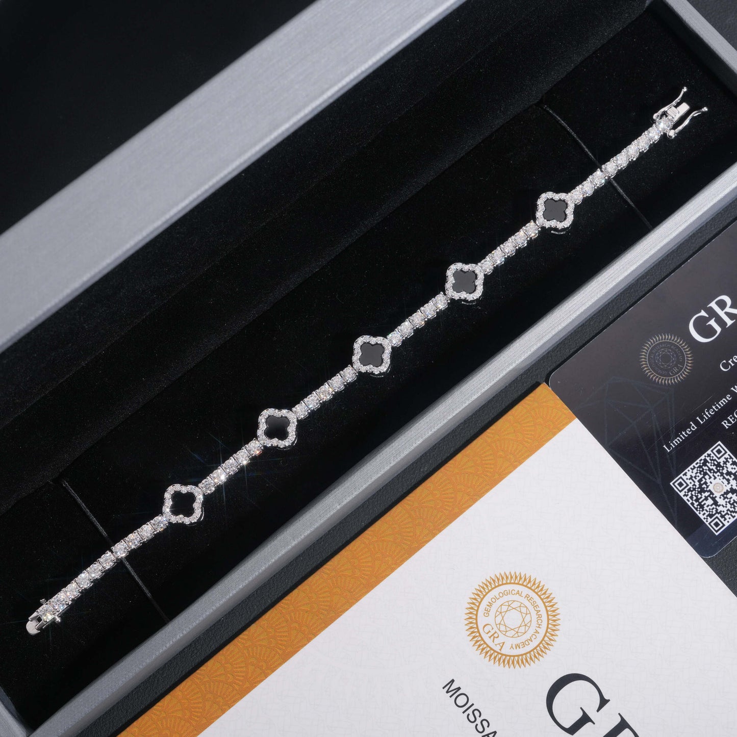 Moissanite Clover Tennis Bracelet 14K Gold