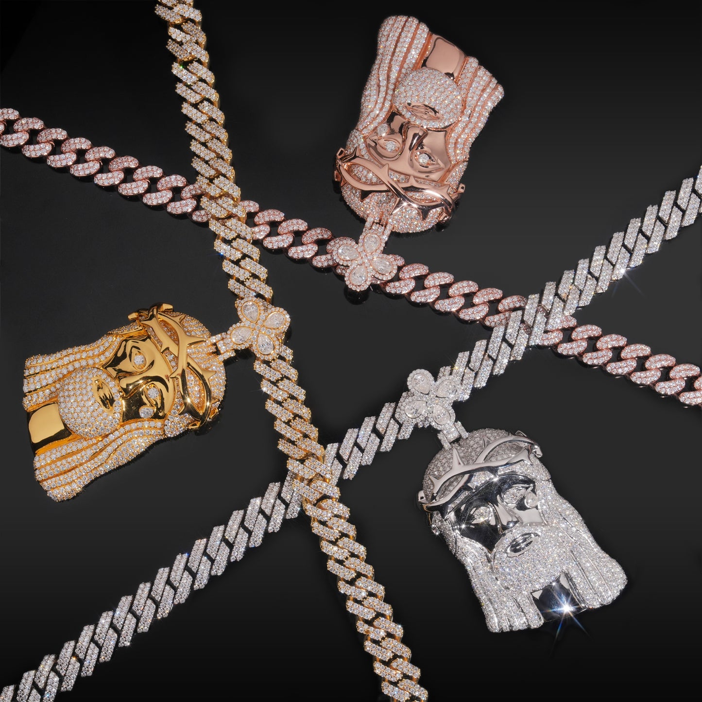 Moissanite Jesus Face Pendant 14K Gold