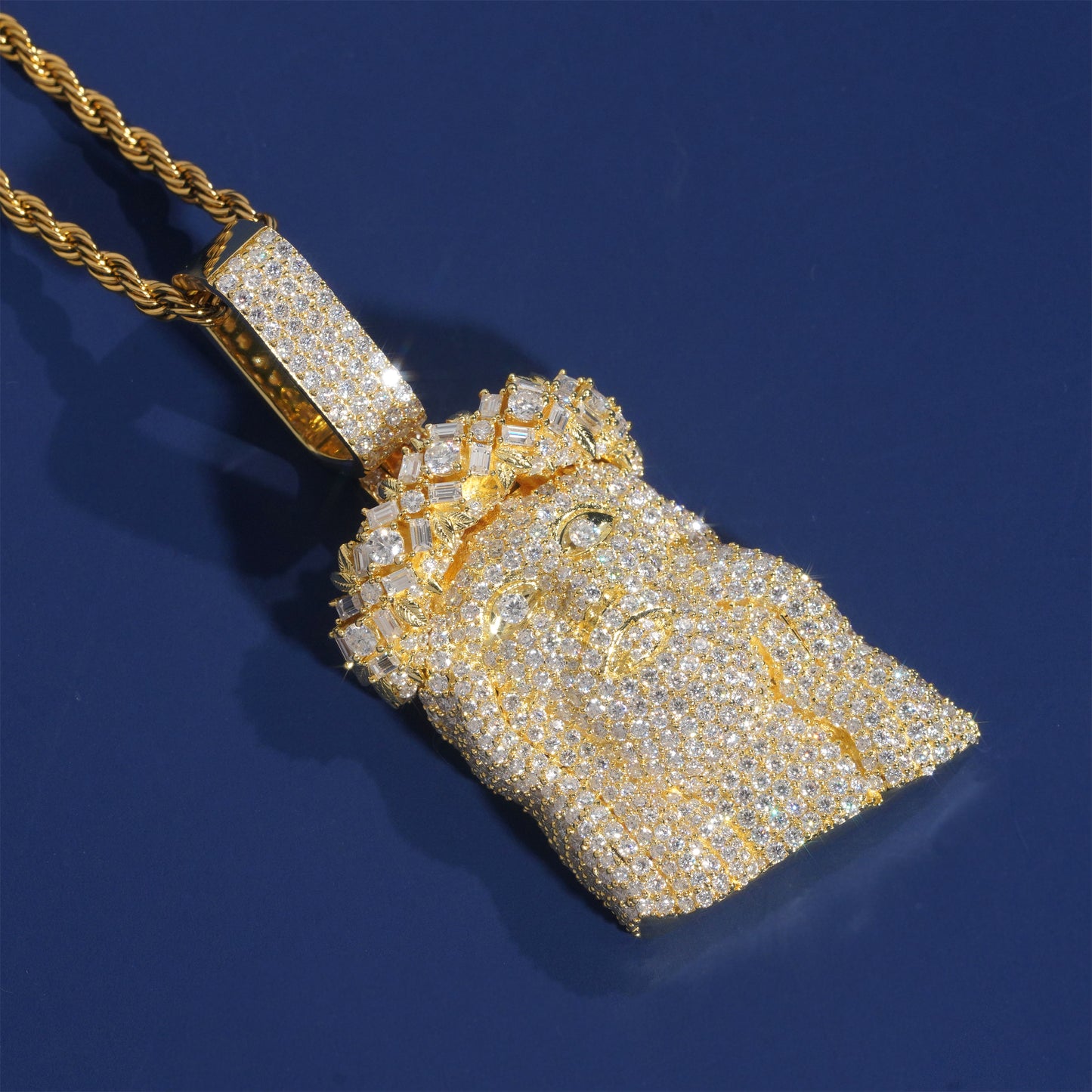 Moissanite Jesus Pendant 14K Gold