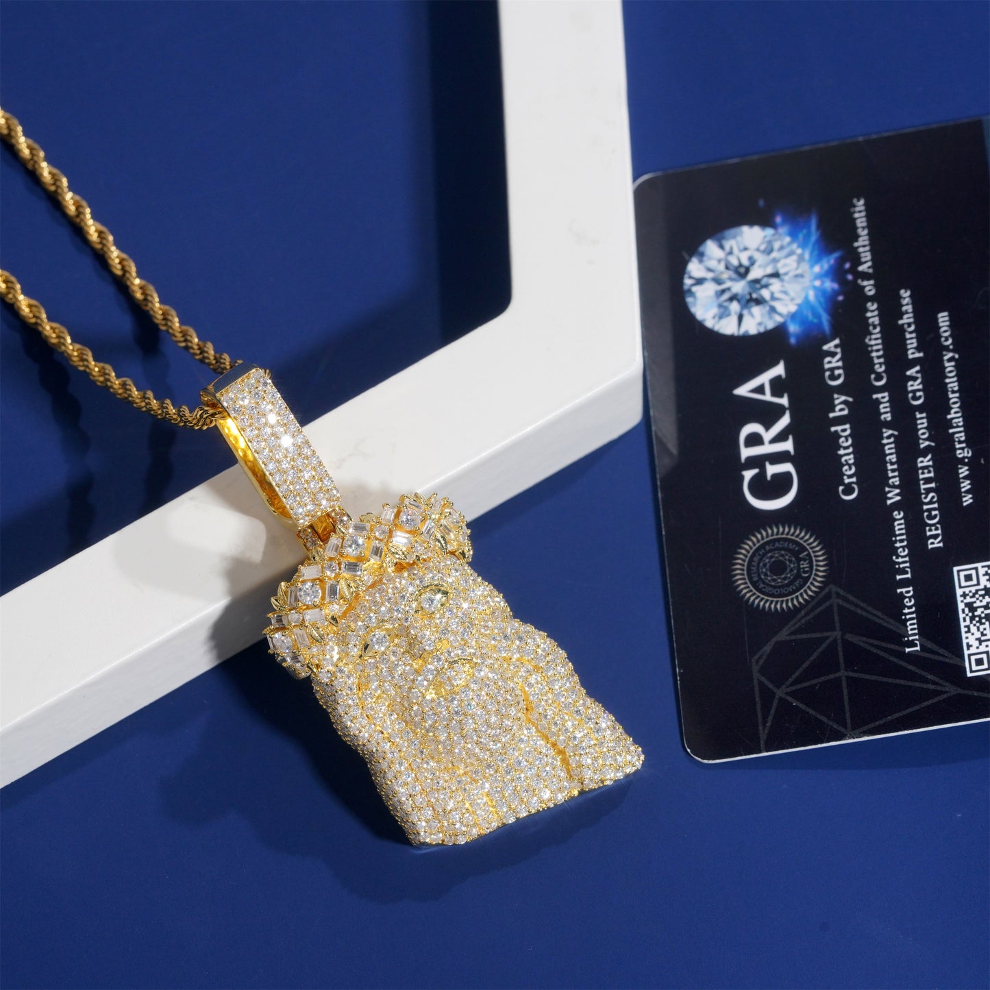 Moissanite Jesus Pendant 14K Gold