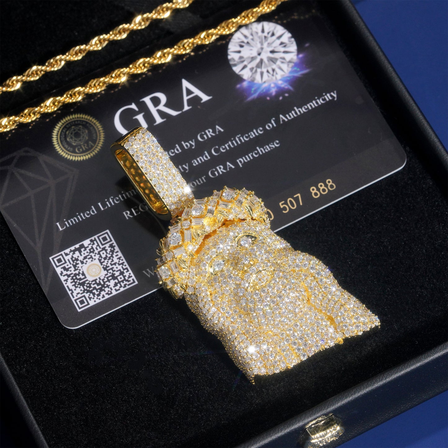 Moissanite Jesus Pendant 14K Gold
