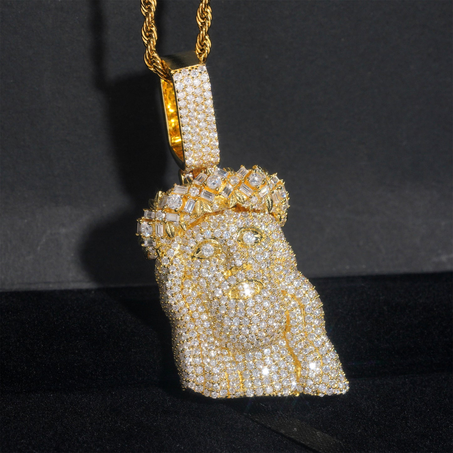 Moissanite Jesus Pendant 14K Gold