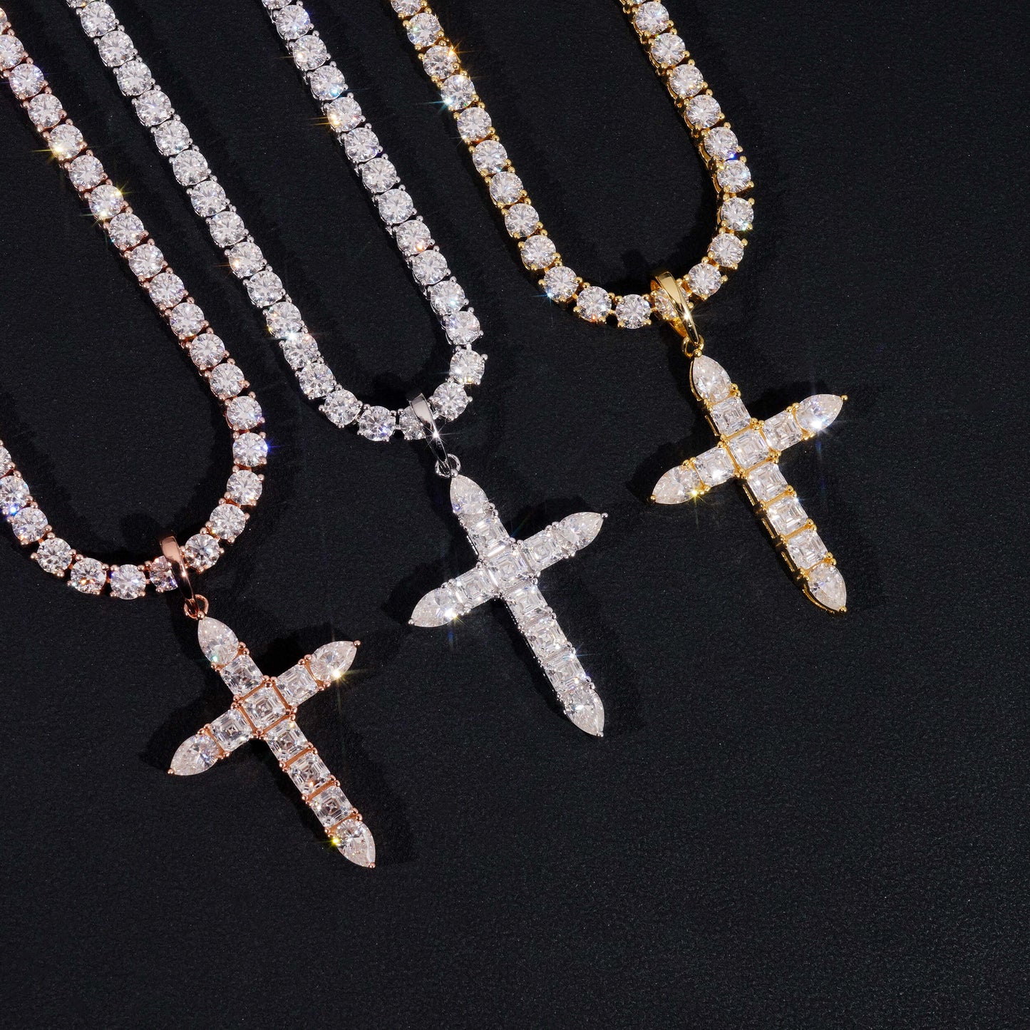 Moissanite Ascension Cross Pendant 14K Gold