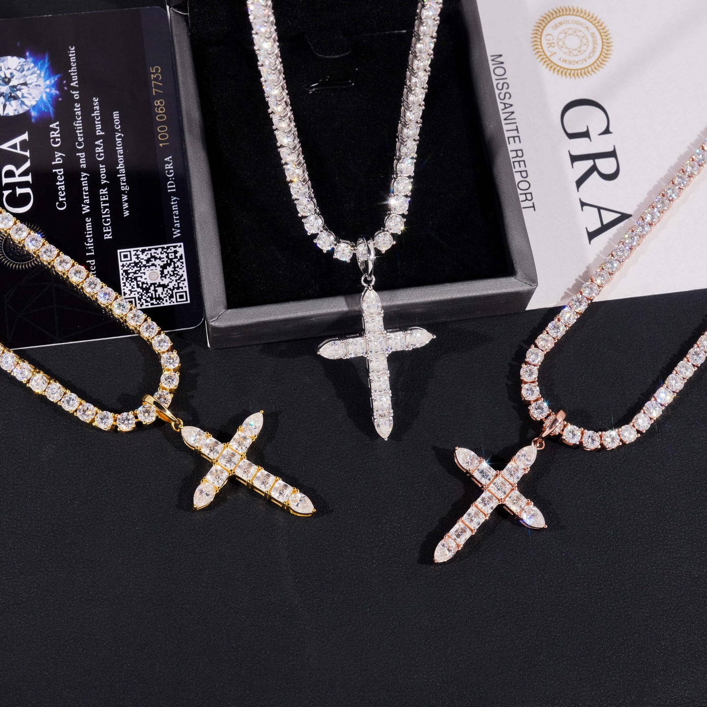 Moissanite Ascension Cross Pendant 14K Gold