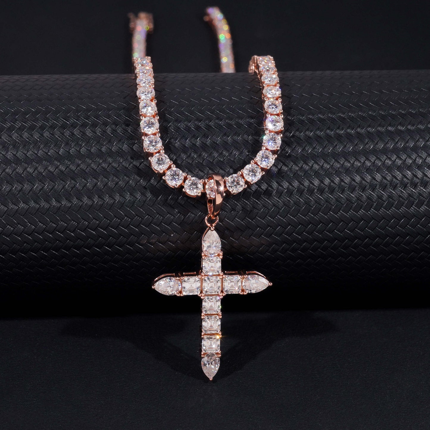 Moissanite Ascension Cross Pendant 14K Gold