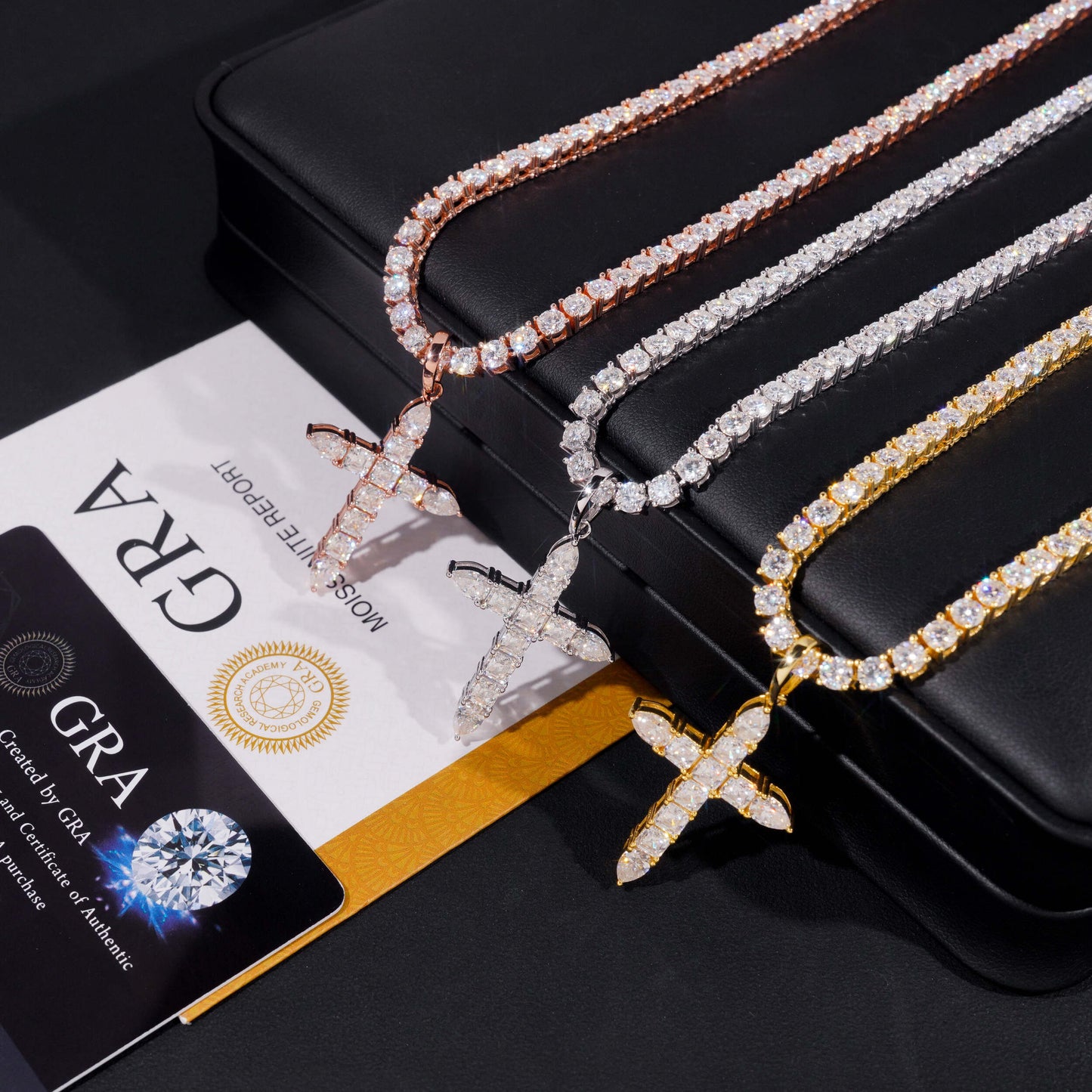 Moissanite Ascension Cross Pendant 14K Gold