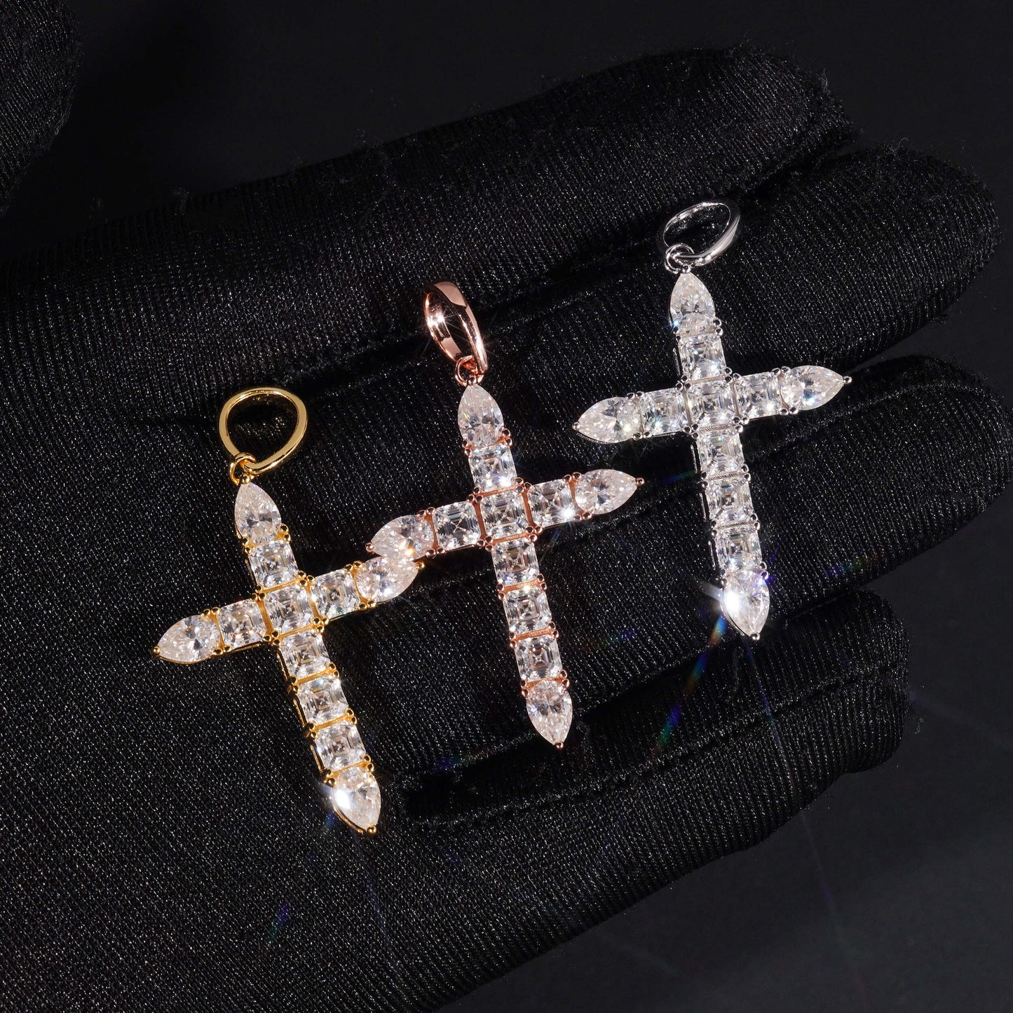 Moissanite Ascension Cross Pendant 14K Gold