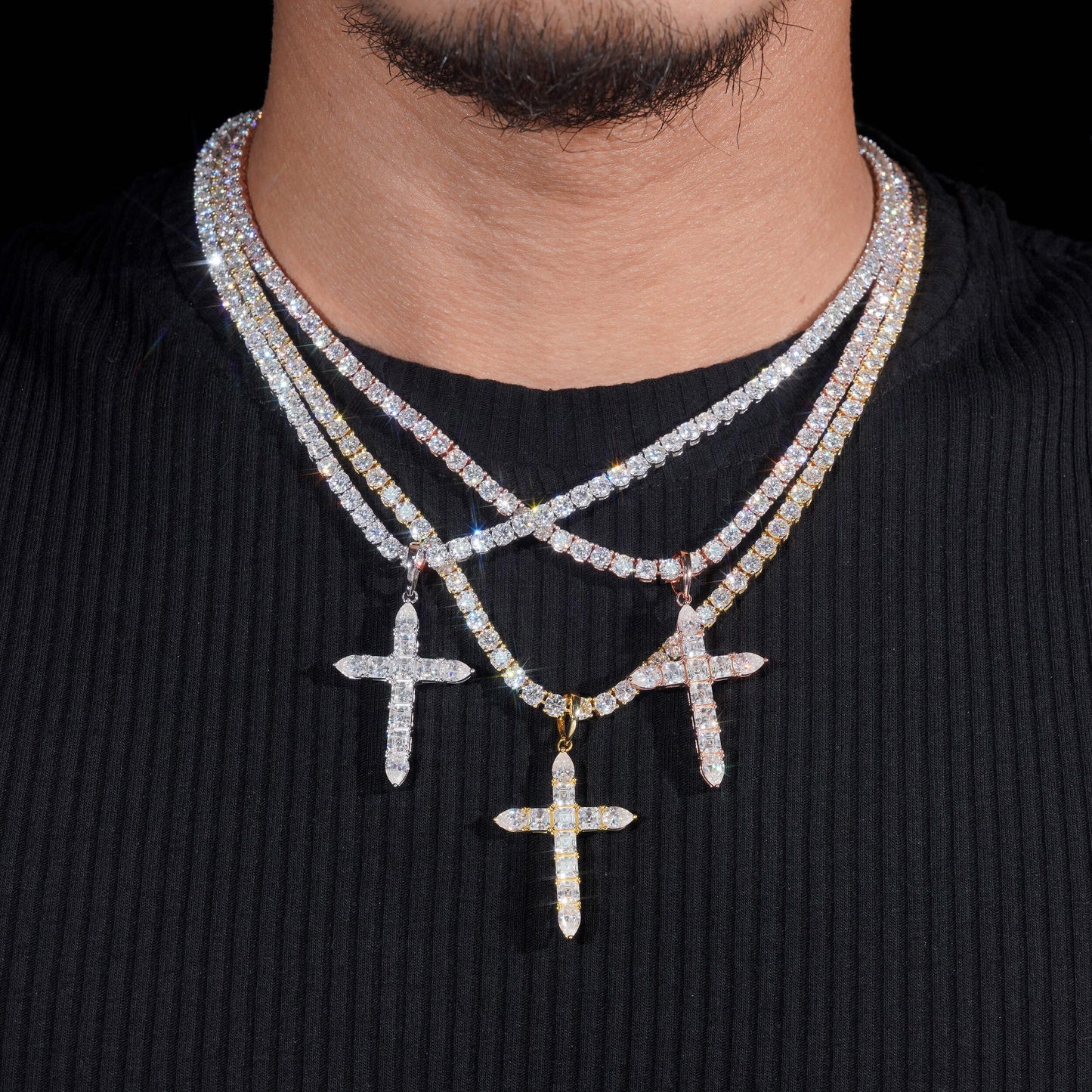 Moissanite Ascension Cross Pendant 14K Gold