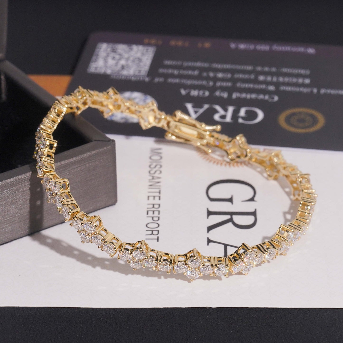 Moissanite Rosecomb Bracelet 14K Gold