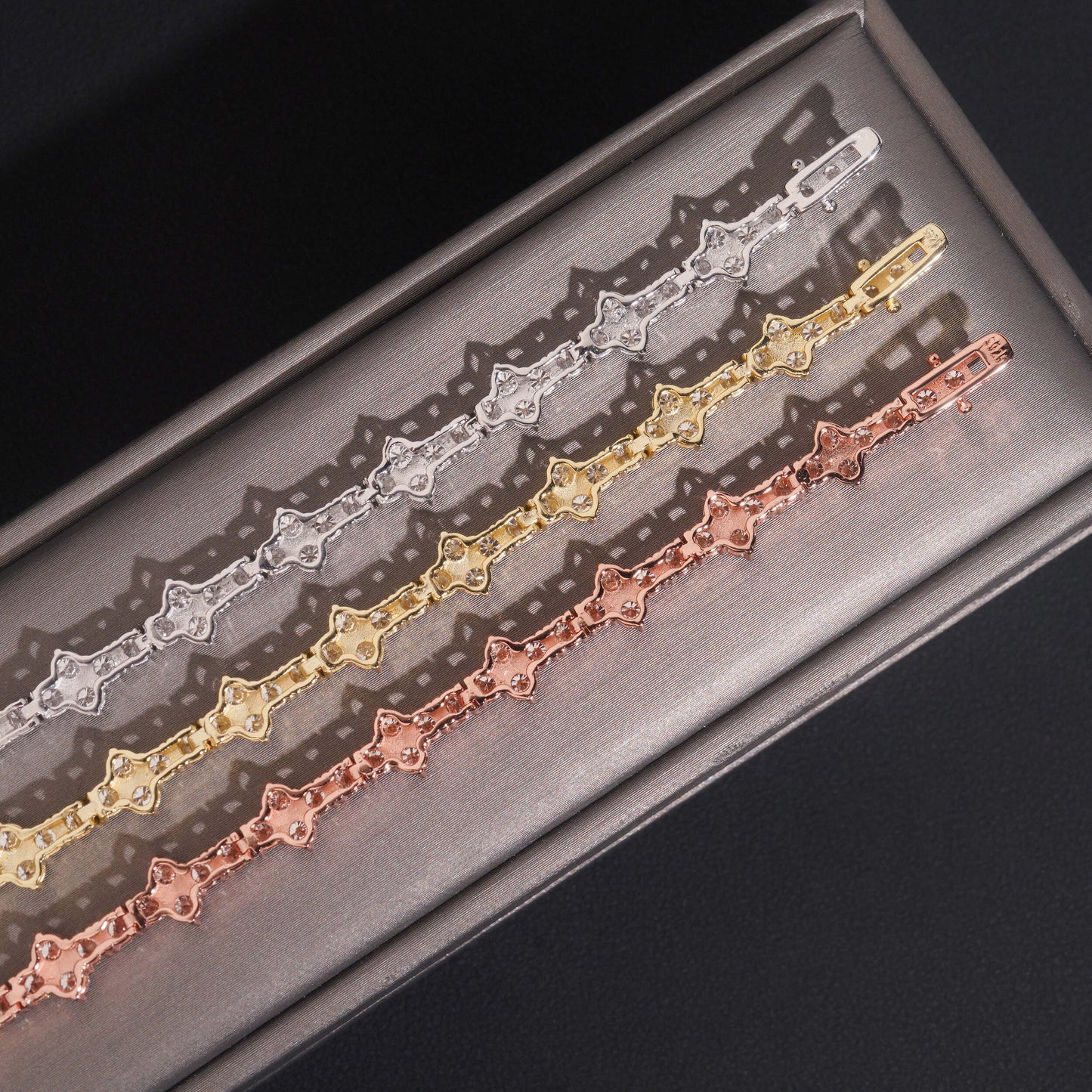 Moissanite Rosecomb Bracelet 14K Gold