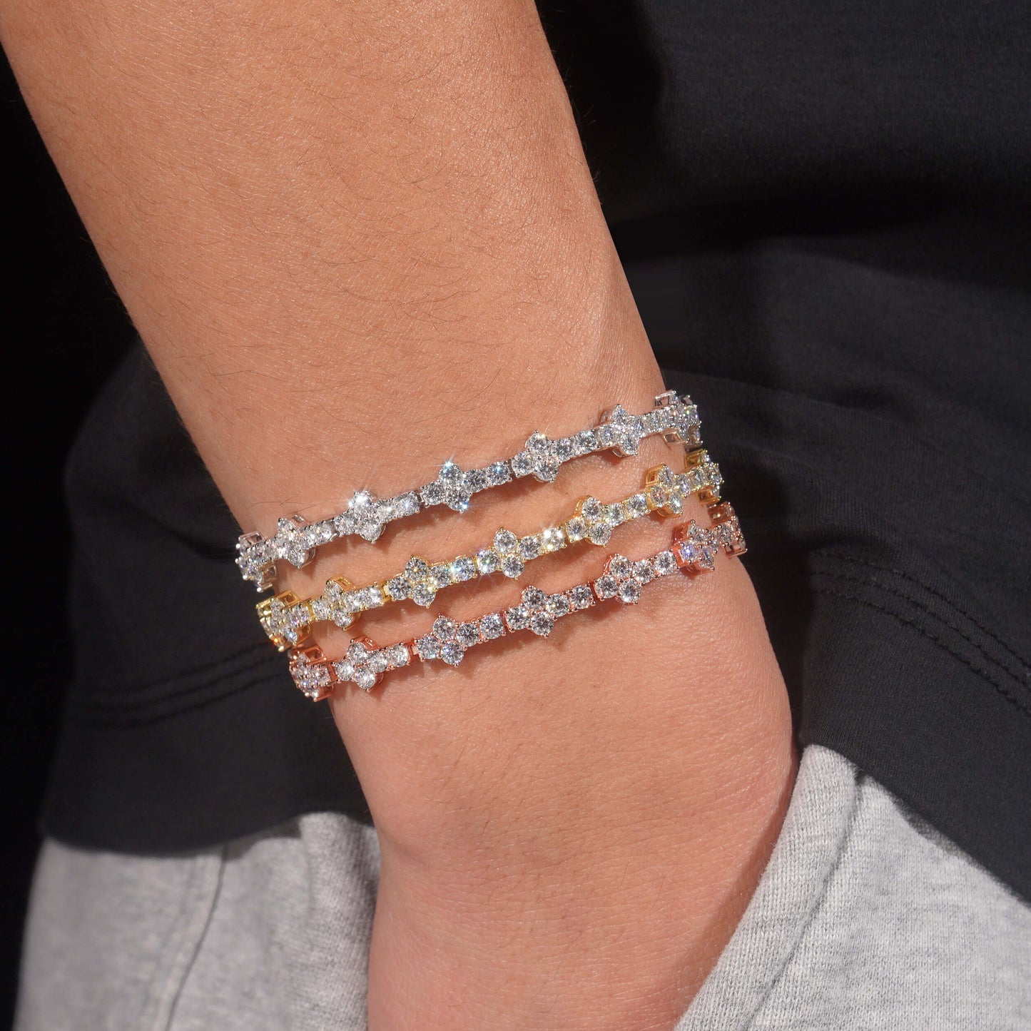 Moissanite Rosecomb Bracelet 14K Gold