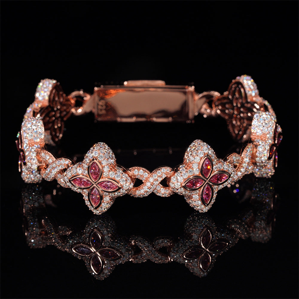 Moissanite Flower Bracelet 14K Gold