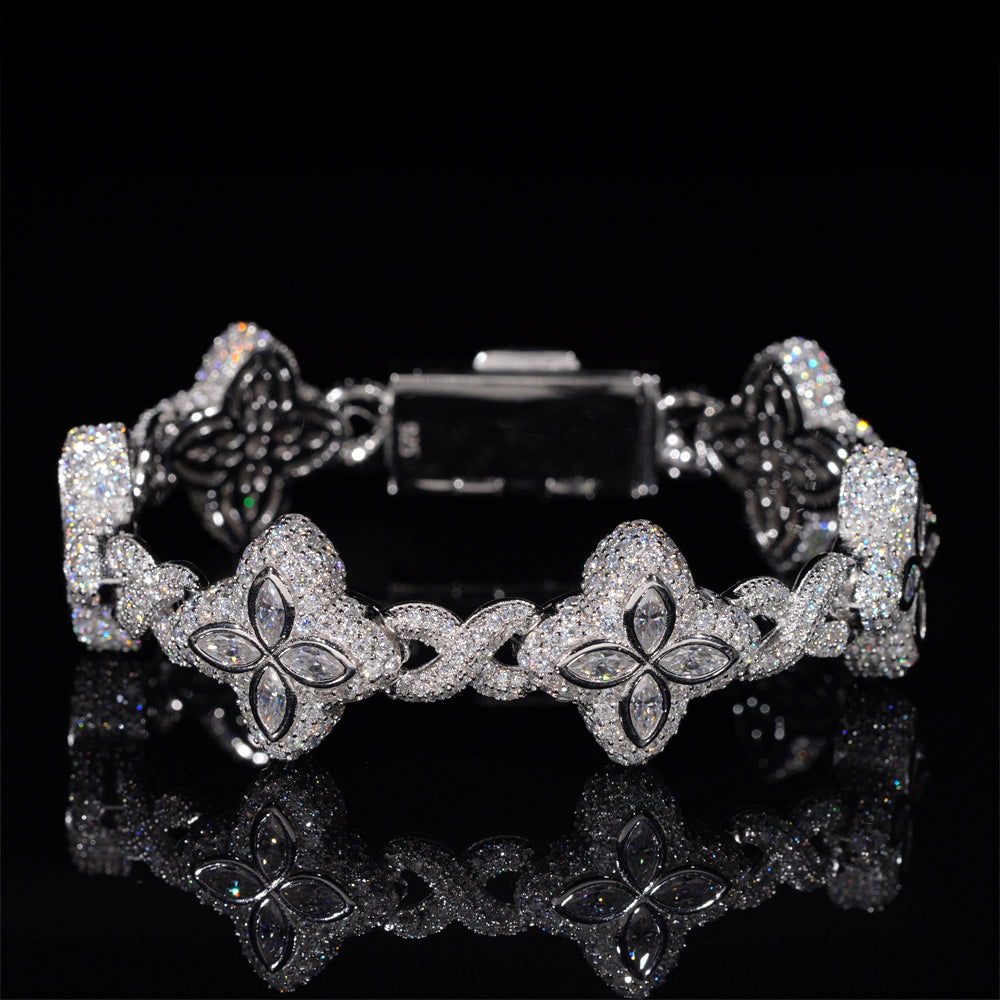 Moissanite Flower Bracelet 14K Gold