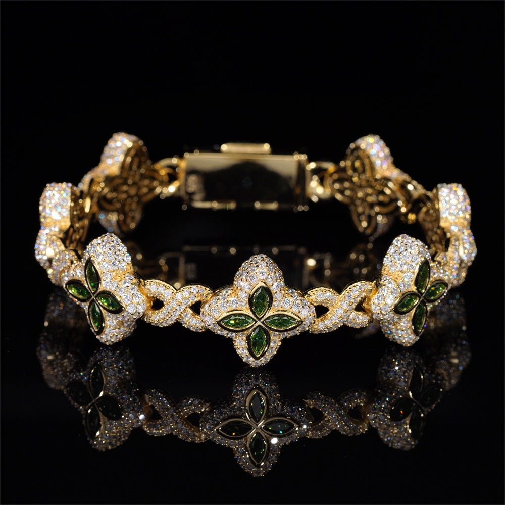 Moissanite Flower Bracelet 14K Gold