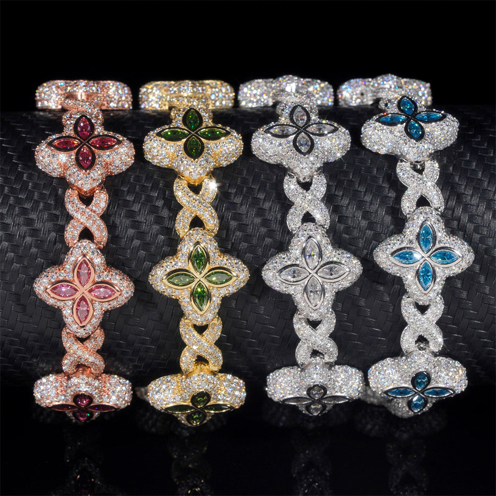 Moissanite Flower Bracelet 14K Gold