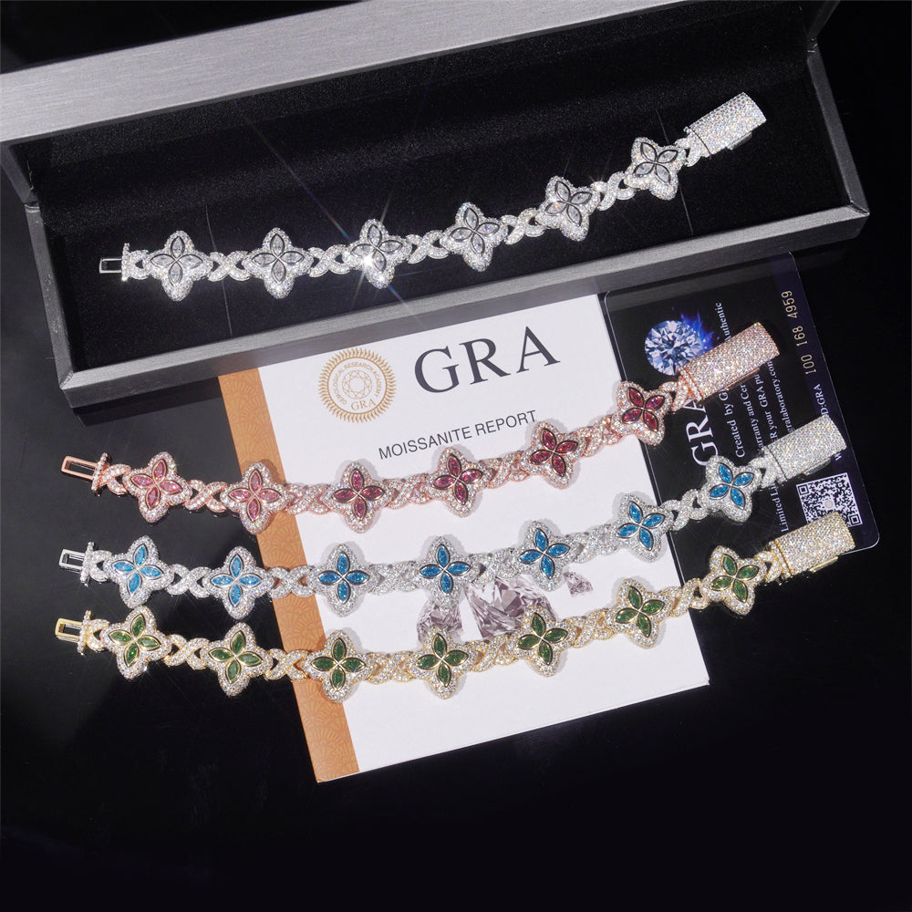 Moissanite Flower Bracelet 14K Gold
