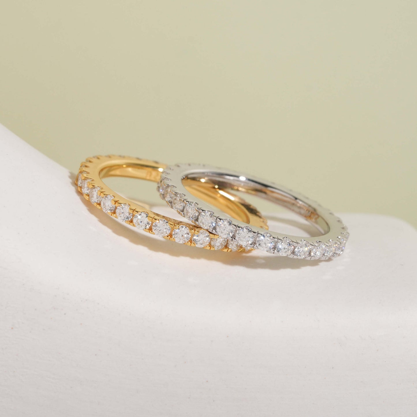 Moissanite Crystal Band Ring 14K Gold