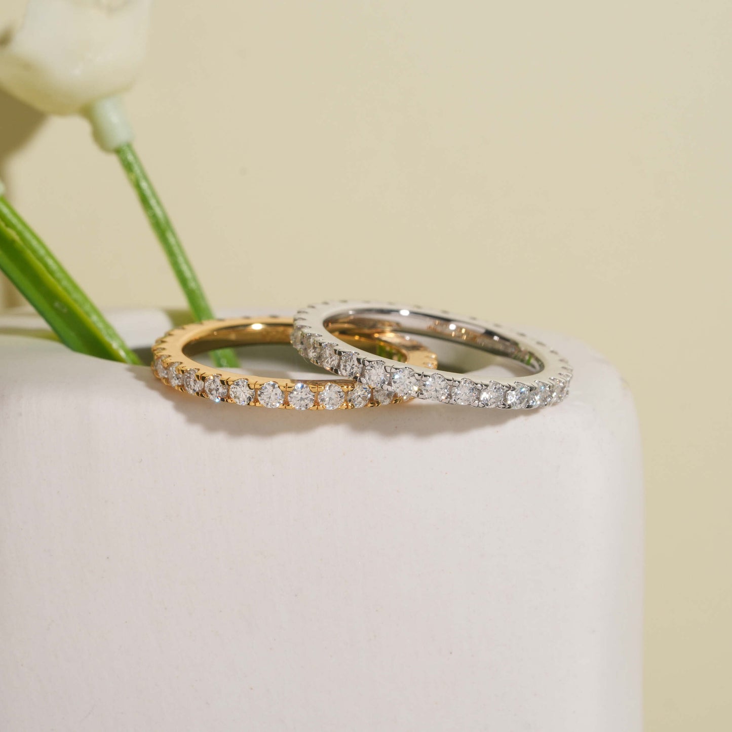 Moissanite Crystal Band Ring 14K Gold