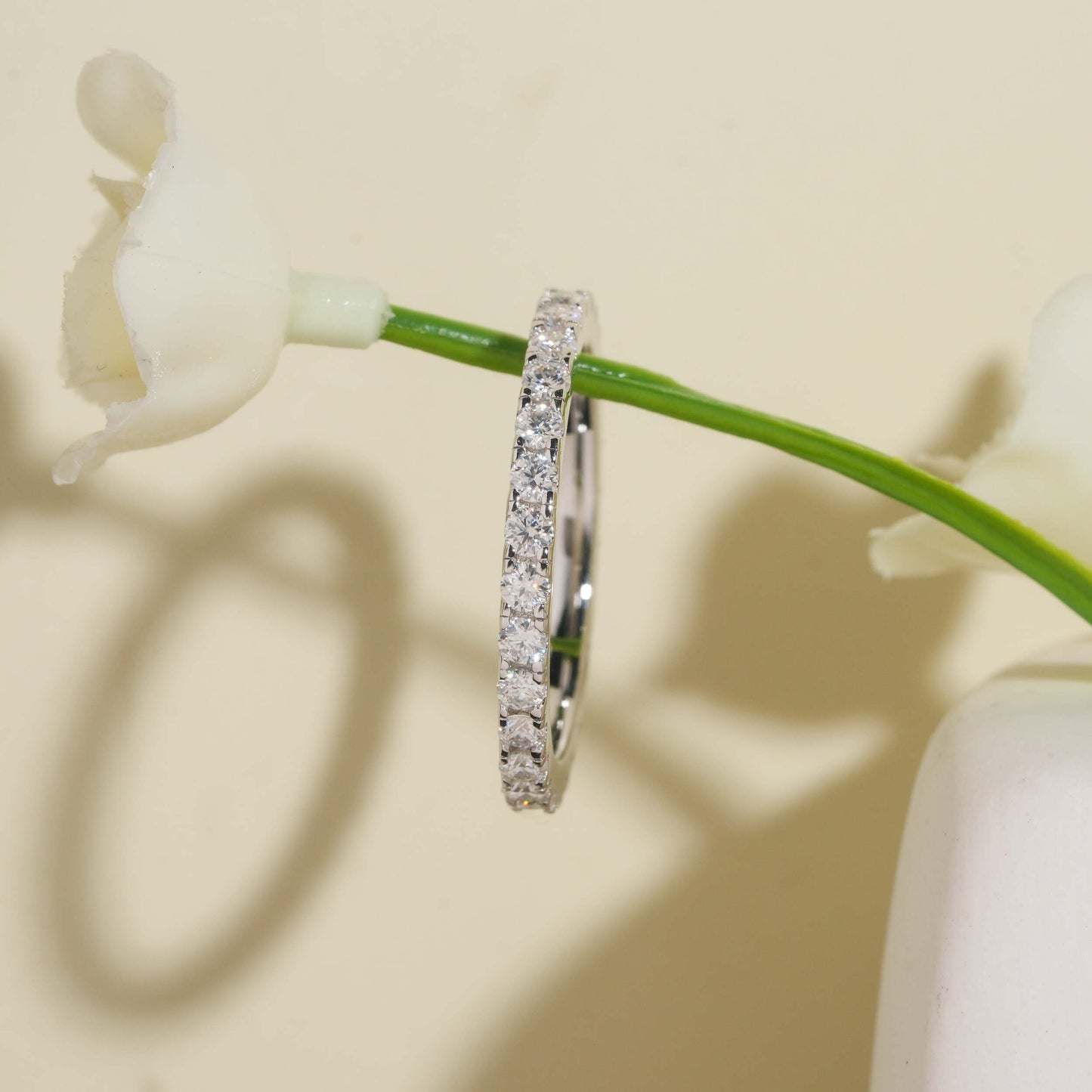 Moissanite Crystal Band Ring 14K Gold