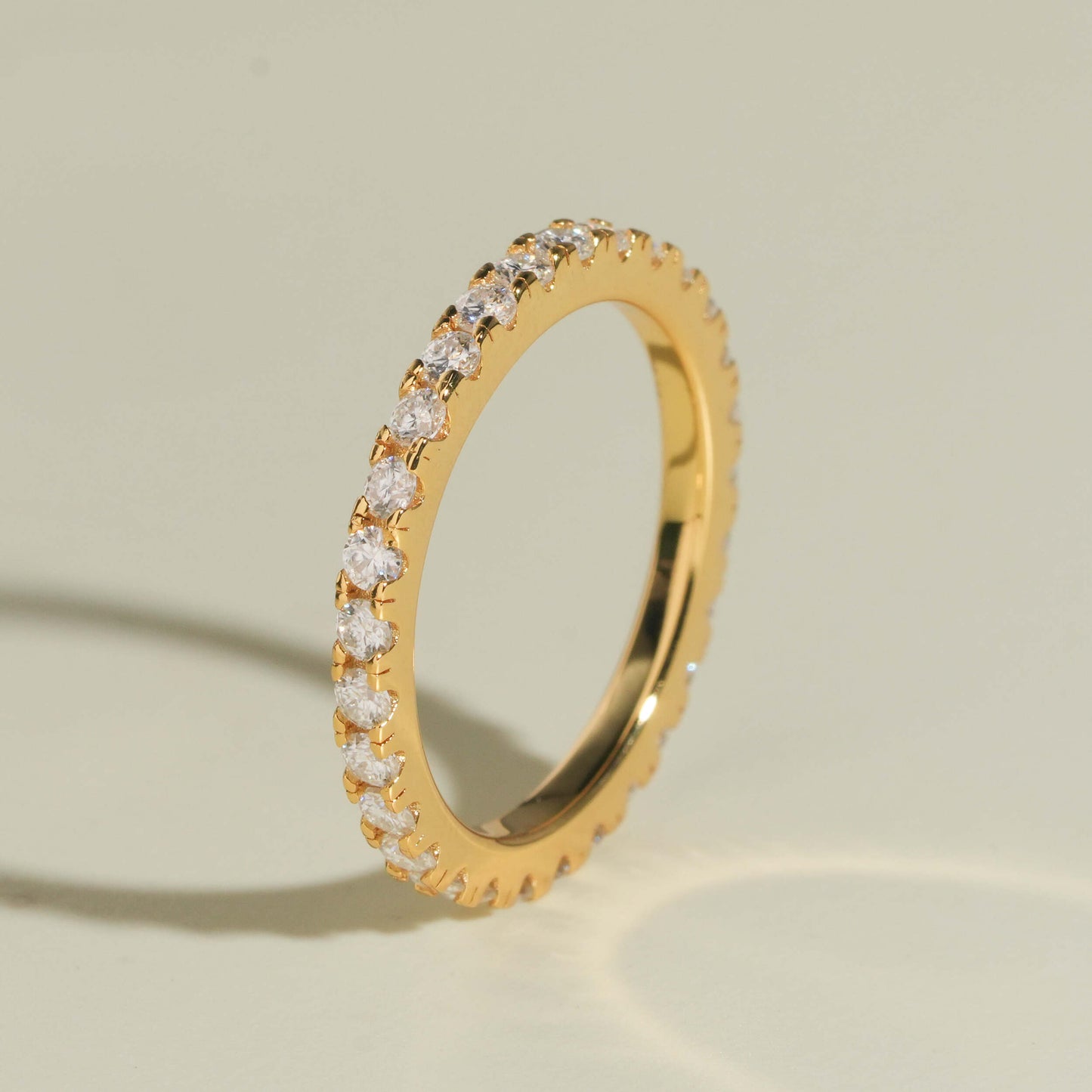 Moissanite Crystal Band Ring 14K Gold
