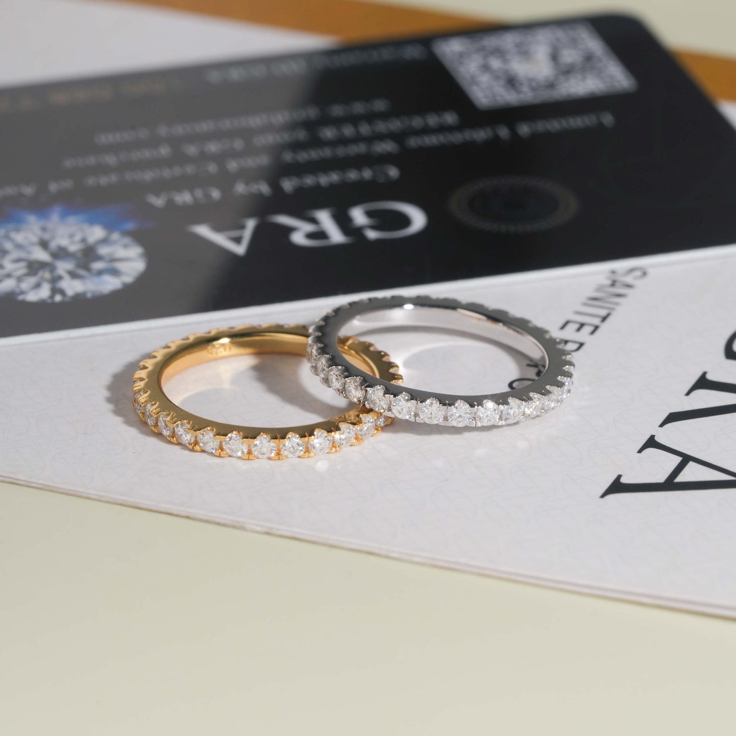 Moissanite Crystal Band Ring 14K Gold