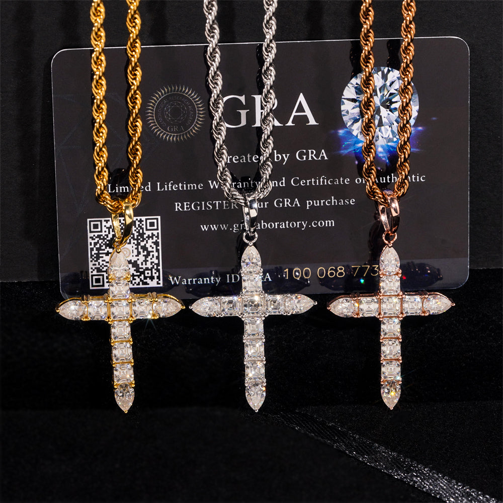 Moissanite Ascension Cross Pendant 14K Gold