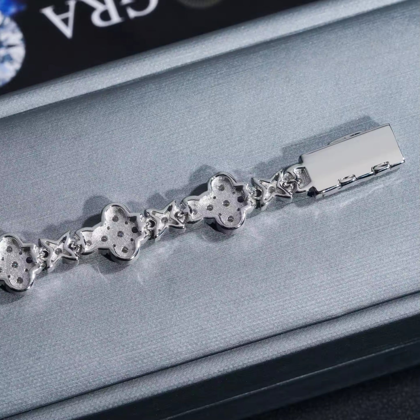 Moissanite Star Cross Bracelet 10-13 mm 14K Gold