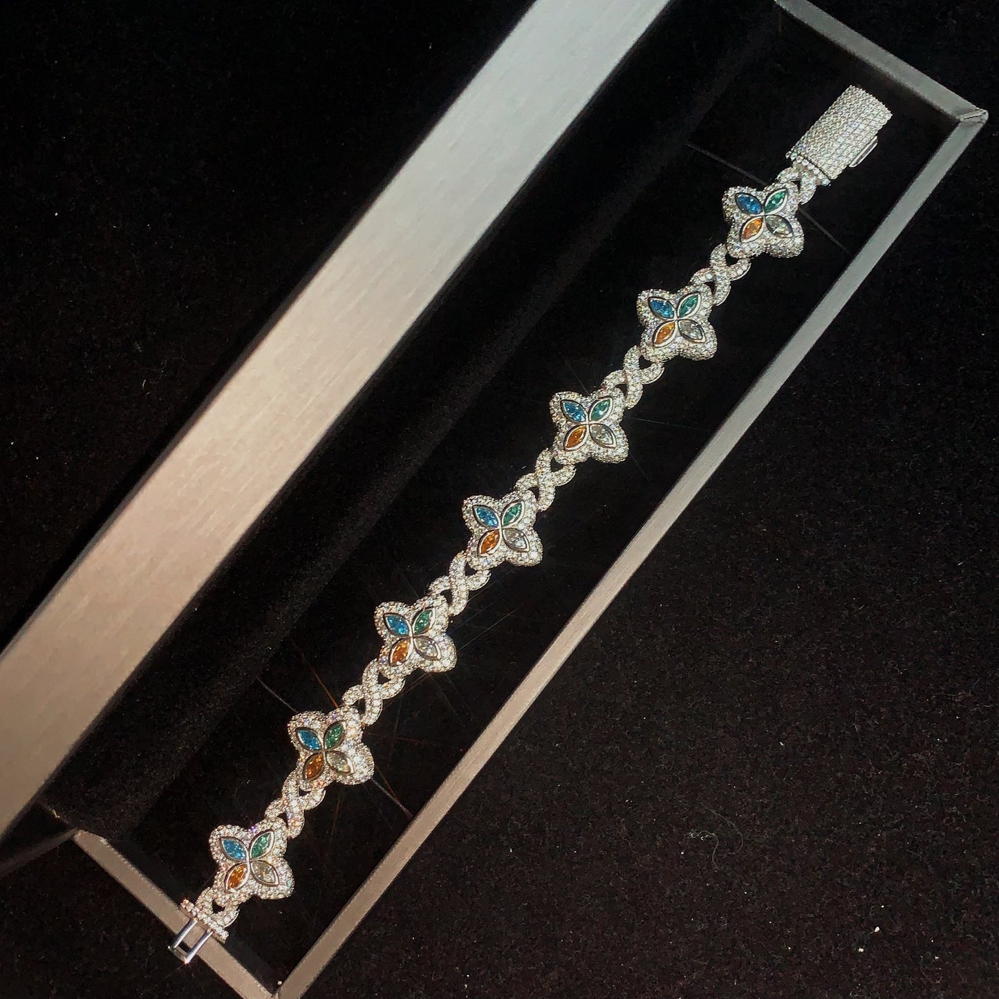 Moissanite Flower Bracelet 14K Gold