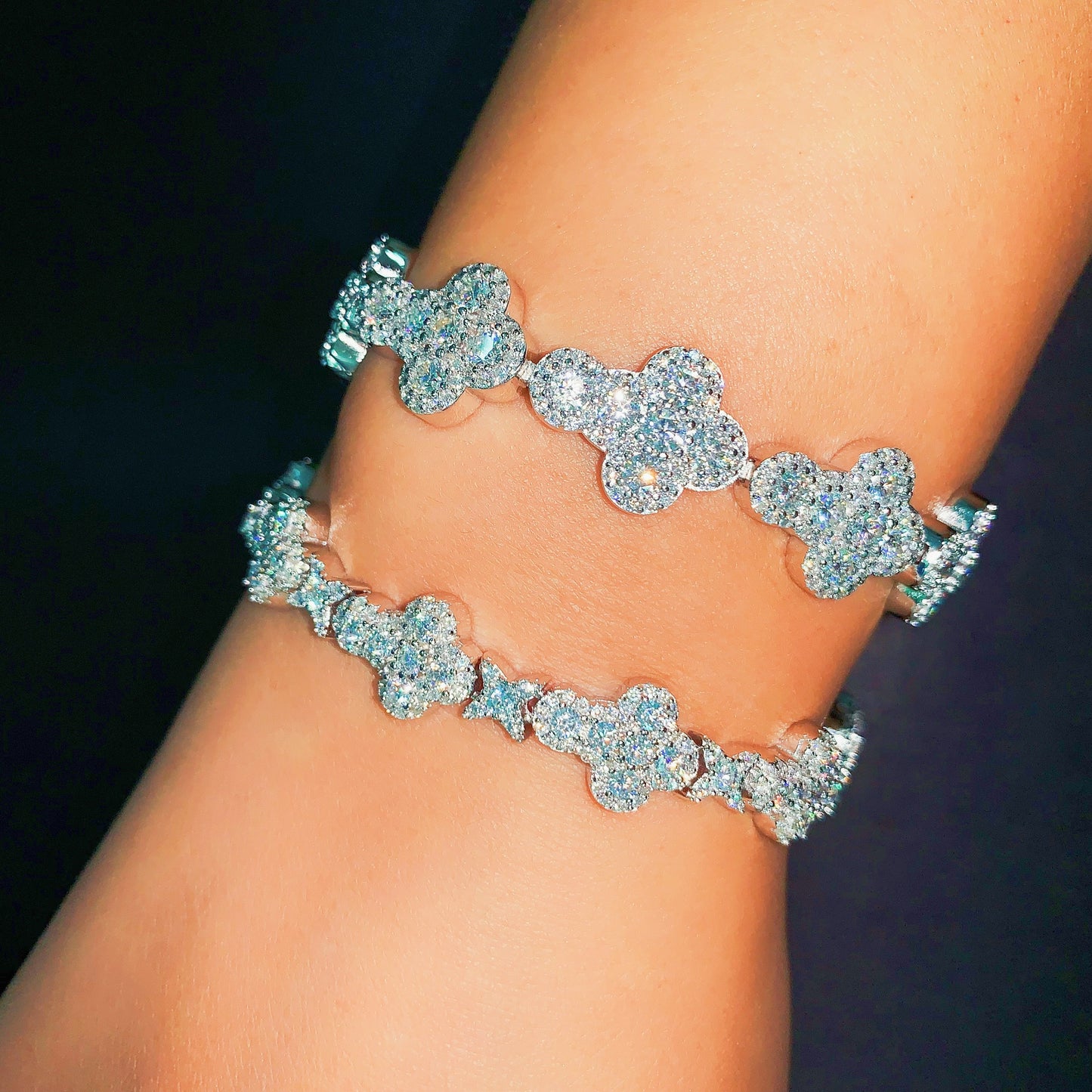 Moissanite Star Cross Bracelet 10-13 mm 14K Gold