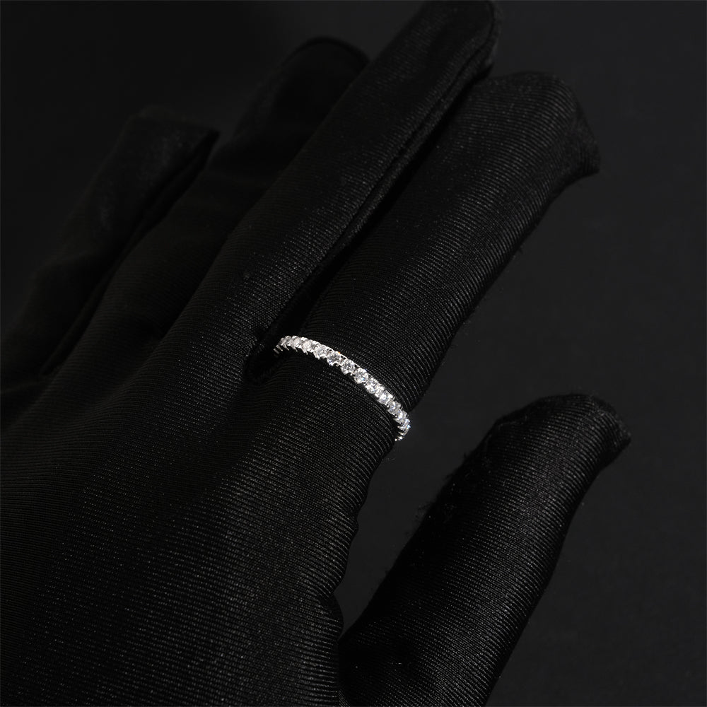 Moissanite Crystal Band Ring 14K Gold