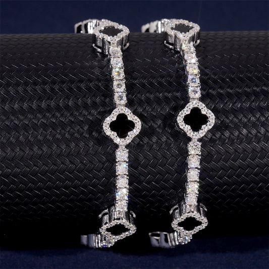 Moissanite Clover Tennis Bracelet 14K Gold